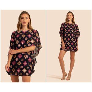 💕TRINA TURK💕 Anissa Caftan Dress Zari Embroidered Georgette Multi-Color 12 NEW